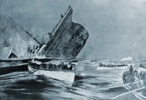Deaths Prints: Sinking of the Titanic witnessed by survivors in lifeboats