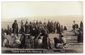 Sioux Prints: Sioux women with headdresses, Squaw dance Pine Ridge