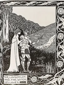 Beardsley Prints: Sir Lancelot and the Witch Hellawes