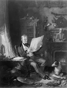 Study Prints: Sir Walter Scott (1771-1832), Scottish writer in his study at Abbotsford