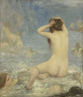 Mythological Prints: The Sirens, by John Macallan Swan, 1870-1910, British painting, oil on canvas