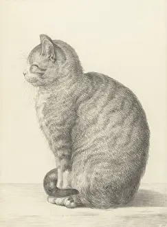 Feline Prints: Sitting Cat, Facing Left, by Jean Bernard