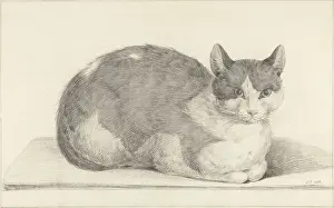 Brush Prints: Sitting Cat, Facing Right, by Jean Bernard