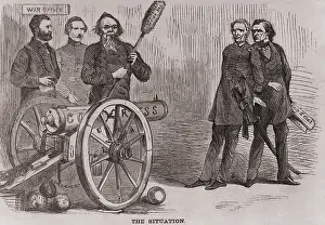 Wood Engraving Prints: THE SITUATION. Political cartoon depicting Gen. Ulysses Grant and former Sec
