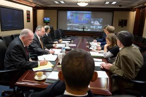 Carney Prints: Situation Room of the White House, during Hurricane Sandy, Oct. 29, 2012