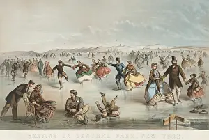 Couples Prints: Skating on Central Park, New York, 1861, by John H. Bufford