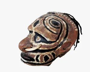 Oceanic Prints: Skull Covered With Clay. Art from Melanesia