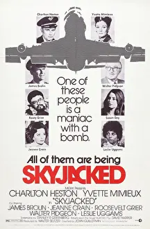 Yvette Prints: SKYJACKED, US poster art, clockwise from top left: Charlton Heston