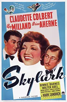 Brian Prints: SKYLARK, US poster art, from left, Ray Milland, Claudette Colbert, Brian Aherne, 1941