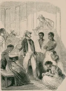 Merchants Prints: Slave market in the United States in the 1850s