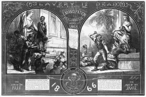 Images Dated 7th March 2008: Slavery, two illustrations showing a slave being sold as punishment for crime