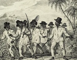 Spanking Prints: Slaves chained together by the neck and driven to work on the roads