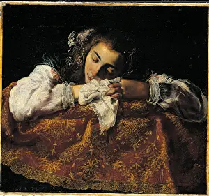 Handkerchief Prints: Sleeping Girl, by Domenico Fetti