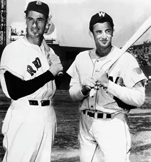 1940s Candid Prints: Top Sluggers. Ted Williams of the Boston Red Sox and Mickey Vernon of the Washington Senators