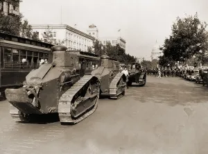 Riots Prints: Small tanks are positioned along Pennsylvania Avenue allowing mounted police to hold their ground against Bonus
