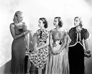 Deanna Prints: THREE SMART GIRLS, from left: Binnie Barnes, Deanna Durbin, Barbara Read, Nan Grey, 1936