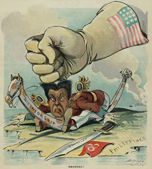 Lcgr1706 Prints: SMASHED! American political cartoon prematurely declaring victory over Philippine insurgency