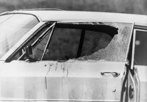 Disorder Prints: Smashed car window and bloodstains after the murder of Viola Liuzzo