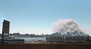 Skyscraper Prints: Smoke and pulverized building debris rise from the World Trade Center