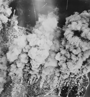 Lcgr1404 Prints: Smoke over Yokohama, Japan, after incendiary bombing of large sections of the city