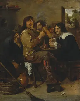 Embroidery Prints: THE SMOKERS, by Adriaen Brouwer
