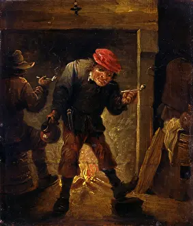Bottom Prints: Two Smokers in front of a Fire