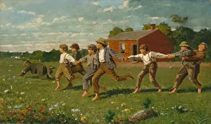 Playing Prints: SNAP THE WHIP, by Winslow Homer, 1872, American painting, oil on canvas