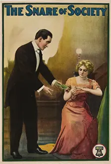 Florence Prints: THE SNARE OF SOCIETY, from left: Arthur V. Johnson, Florence Lawrence, 1911