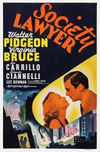 Virginia Prints: SOCIETY LAWYER, US poster art, from left: Virginia Bruce, Walter Pidgeon, 1939