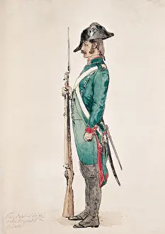 Military Dress Prints: Soldier in green uniform of the Cisalpine Republic