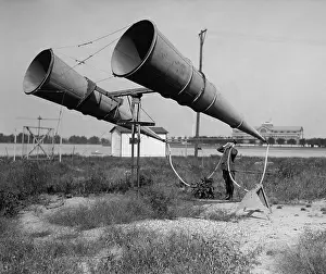 Washington D Prints: Soldier listening through Bolling Field's amplifier