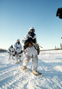 Combat Gear Prints: US soldiers in Arctic warfare training at Fort Greely Alaska