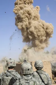Iraq Prints: US soldiers destroy an insurgent hideout with explosives in the village of Shuzayf Iraq on March 26 2009