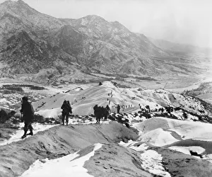 Frozen Prints: Soldiers of the U.S. 19th Infantry Regiment patrol in the snowy mountains about 10 miles north of Seoul