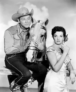 SON OF PALEFACE, from left: Roy Rogers, Trigger, Jane Russell, 1952
