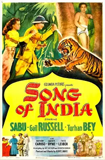 Barechested Prints: SONG OF INDIA, US poster, top from left: Turhan Bey, Gail Russell, Sabu, 1949