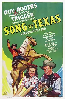 Sheila Prints: SONG OF TEXAS, from left: Roy Rogers, Sheila Ryan, Roy Rogers, 1943