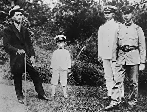 Heir To Throne Prints: Four sons of the Mikado in the Emperor's garden at Nikko Villa