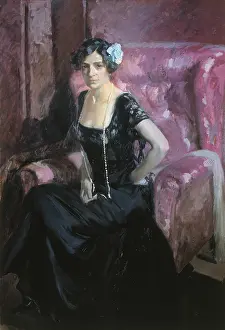 Armchair Prints: SOROLLA, Joaquin (1863-1923). Clotilde en traje de noche