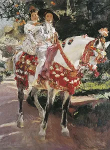 Joaquin 1863 1923 Prints: SOROLLA, Joaqun (1863-1923). Portraits of Elena and Maria wearing old valencian dresses