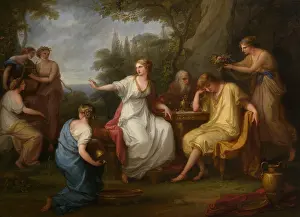 Swiss Prints: THE SORROWS OF TELEMACHUS, by Angelica Kauffmann, 1783, Swiss painting, oil on canvas
