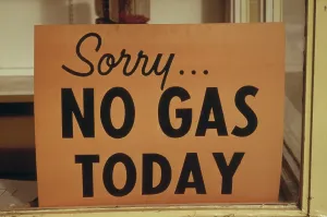 Gasoline Prints: Sorry NO GAS TODAY sign at an Oregon Gas Station in October 1973