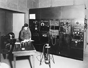 Talkies Prints: Sound engineer Harry Proodian testing microphones in a Fox motion picture studio