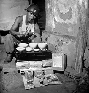 Display Prints: South Korean lays out the ROKA (Republic of Korea Army) field ration