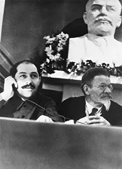 Rs3rn Prints: Soviet leaders Lazar Kaganovich and Mikhail Kalinin at the Third City Conference of Communist Party