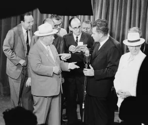 Khrushchev Prints: Soviet Premier Khrushchev and Vice President Richard Nixon debate in Moscow
