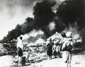 Threat Prints: Soviet Russian family in the front line zone watches battle coming closer to their home