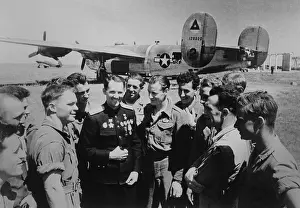 Ukraine Prints: Soviet (Russian) World War 2 ace Mikhail Avdeev with American pilots