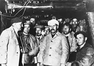 Rs3rn Prints: Soviet workers building the Moscow subway are visited by Communist Party leaders