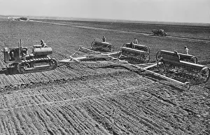 Russians Prints: Sowing on a Communist collective farm on the steppes of the Ukraine